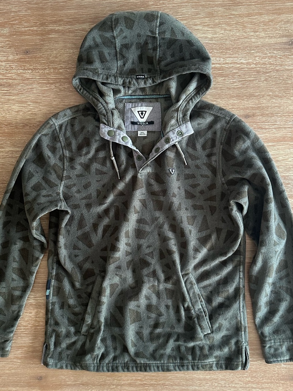 VISSLA Olive Hoodie with Snap Placket